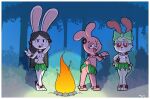  absurd_res anais_watterson anthro breasts bunny_(ajmarekart) butt cartoon_network elinor_rabbit elinor_wonders_why female flower_accessory genitals grass_skirt group hi_res leaf_skirt markings mr_harinezumi nipples nude pbs the_amazing_world_of_gumball tribal tribal_markings trio vulva 