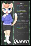 alfa995 animated anthro barefoot blue_eyes breasts cat clothing english_text eyewear feline female glasses hoodie mammal queen_(alfa995) solo text 