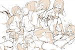  ass ayase_eli blush bow breast_sucking breasts closed_eyes cunnilingus hair_bow heart kiss large_breasts long_hair love_live! love_live!_school_idol_project medium_breasts monochrome multiple_girls nipples nishikino_maki nude oral panties ponytail pussy_juice randou short_hair sketch small_breasts smile topless toujou_nozomi twintails underwear yazawa_nico yuri 