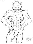  2006 abs anthro biceps bulge chris_sawyer feline looking_at_viewer male mammal muscular navel nipples saber-toothed_cat solo 
