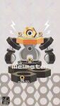  black_eyes character_name commentary evolutionary_line highres lightning_bolt_symbol melmetal meltan meme_(sleepsheep) no_humans nut_(hardware) one-eyed pokemon pokemon_(creature) pokemon_focus star_(symbol) symbol-only_commentary 