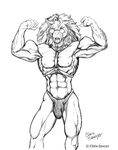  bulge chris_sawyer eyewear feline flexing glasses lion male mammal solo tagme 