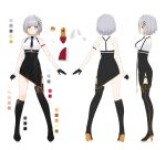  1girl asymmetrical_legwear bandaid bandaid_on_face bandaid_on_nose black_boots black_gloves black_necktie black_skirt blonde_hair boots breasts collared_shirt color_guide colored_inner_hair colored_shoe_soles commentary_request gloves grey_hair hachi_(live_union) hair_ornament highres izumi_sai live_union medium_breasts multicolored_hair multiple_views necktie official_art open_clothes reference_sheet second-party_source shirt shoe_soles short_hair simple_background skirt sleeveless sleeveless_shirt thigh_boots uneven_legwear virtual_youtuber white_background white_shirt yellow_eyes 