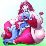 1:1 2018 animal_genitalia animal_penis anthro areola big_areola big_breasts big_nipples bludra_(ellegarden) blue_body blue_tongue bodily_fluids breasts cherry_(ellegarden) claws clothing curly_hair digital_drawing_(artwork) digital_media_(artwork) drooling duo ear_piercing eyes_closed fan_character female fingerless_gloves generation_6_pokemon genital_slit genitals gloves goodra hair handjob handwear happy hi_res holding_penis huge_thighs interspecies larger_female latex latex_clothing latex_gloves latex_handwear latex_legwear latex_thigh_highs legwear looking_pleasured male male/female mammal mostly_nude nintendo nipples nude on_lap open_mouth open_smile overweight overweight_anthro overweight_female penile penis piercing pink_body pink_hair pink_latex pokemon pokemon_(species) pokephilia puffy_areola puffy_nipples reach_around rhinoceros saliva semi-anthro sex shenzel simple_background sitting sitting_on_ground sitting_on_lap size_difference smaller_male smile tail thick_thighs thigh_highs tongue tongue_out