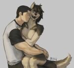  2026 anthro breasts butt canid canine canis clothed clothing digital_media_(artwork) duo female fur hair hi_res human male male/female mammal nude simple_background smile tail text theemery wolf 