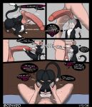  ball_swallow balls balls_in_throat balls_on_face bestiality big_penis black_body black_fur bodily_fluids comic cr4vr0 deep_throat dialogue domestic_cat duo ear_pull english_text erection felid feline felis female female_feral feral feral_penetrated fur gagging genitals glans hi_res hissing huge_penetration human human_on_feral human_penetrating human_penetrating_feral interspecies large_penetration male male/female male_on_feral mammal onomatopoeia oral oral_penetration penetration penis rough_oral saliva sex sound_effects speech_bubble tail text vein veiny_penis 
