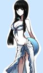  1girl alternate_hairstyle bikini black_hair blue_eyes long_hair mahouka_koukou_no_rettousei sbs shiba_miyuki simple_background 