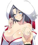  1boy 1girl breasts colorfag huge_breasts looking_at_viewer pov senran_kagura yumi_(senran_kagura) 