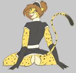  anthro bottomless butt cheetah clothed clothing feline female looking_at_viewer maid_uniform mammal sketch smile solo starfighter uniform woadedfox 