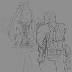 3_toes absurd_res ankle_cuffs armband barefoot bat_wings claws clothing covering covering_face crouching cuff_(restraint) deadlock digital_drawing_(artwork) digital_media_(artwork) duo facial_hair feet female finger_claws floppy_ears gargoyle hair hand_on_hip hand_wraps hands_on_ground hi_res hiding horn human ivy_(deadlock) lamp_shade lash_(deadlock) long_hair long_tail male mammal membrane_(anatomy) membranous_wings muscular mustache nhymm_hundha object_on_head onomatopoeia plant pointy_ears restraints shirt short_hair simple_background sketch sound_effects spread_legs spreading suspenders tail tank_top text toes topwear valve vines wings wraps