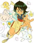  1girl absurdres black_hair bleach commentary dress highres kon_(bleach) kuchiki_rukia purple_eyes rabbit short_hair stuffed_animal stuffed_lion stuffed_toy untranslatable_commentary xi_luo_an_ya 