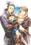  :d absurdres armor atsushi_toushirou black_hair blonde_hair blue_eyes blue_hair boy_sandwich brown_eyes brown_hair carrying fuku_(pukuyan) glasses goggles goggles_on_head grey_eyes grin hakata_toushirou heshikiri_hasebe highres japanese_armor japanese_clothes kote male_focus multiple_boys nihongou_(touken_ranbu) one_eye_closed open_mouth ponytail purple_eyes red-framed_eyewear sandwiched sayo_samonji shorts shoulder_armor smile sode touken_ranbu transparent_background 