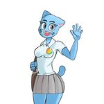  2016 anthro blue_fur blush cartoon_network cat clothed clothing digital_media_(artwork) feline female fur looking_at_viewer m0n1e mammal nicole_watterson solo the_amazing_world_of_gumball 