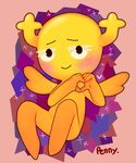  4_fingers blush cartoon_network eyelashes female hand_heart horn looking_at_viewer penny_fitzgerald shape_shifter sitting smile solo sparkles sret the_amazing_world_of_gumball wings 
