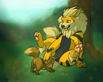 2016 arcanine butt canine digital_drawing_(artwork) digital_media_(artwork) duo eevee female female/female feral front_view fur kimbasnowpaw lesbian_sex mammal nintendo open_mouth paws pok&eacute;mon pussy pussy_juice sex smile tongue tongue_out video_games 