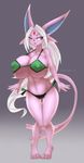  anthro big_breasts bikini breasts clothing eeveelution espeon female half-closed_eyes huge_breasts hyper hyper_breasts looking_at_viewer nintendo nipple_bulge open_mouth pok&eacute;mon solo swimsuit video_games wide_hips wouhlven xaenyth 