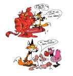 angry_eyebrows anthro avian balls beak big_nipples big_penis biped bird black_bow_tie black_ears black_nose blake_(billy_fore) bodily_fluids bored bow_tie brown_body brown_fur canid canine clock columbid crispin_the_dodo dialogue dodo duo facial_piercing failed_hypnosis feathers feet felid feline flying_sweatdrops fox frustrated fur genitals gesture group hi_res huge_penis humor hypnosis_fetish incisors male mammal markings monopod motion_lines murid murine muscular muscular_male nipple_piercing nipples nose_piercing nude orange_body orange_fur orange_tail penis penis_size_difference piercing pink_body pink_feathers rat recently_extinct_species red_balls red_beak red_body red_ears red_fur red_markings red_penis red_tail rodent senedjem_(artist) shrug simple_background small_penis standing_on_penis sweat sweatdrop tail talons teeth toes trio webster_the_fox whiskers white_background white_balls white_body white_fur yellow_eyes yellow_teeth
