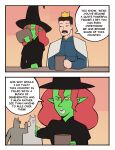 2025 4_fingers absurd_res ambiguous_gender anthro beer_foam black_clothing black_hat black_headwear blue_clothing blue_topwear bonnymama7 brown_facial_hair brown_hair brown_mustache cape closed_smile clothed clothed_human clothed_humanoid clothed_male clothing comic container cup dialogue digital_drawing_(artwork) digital_media_(artwork) dot_eyes drinking elphaba_(bonnymama7) english_text eye_contact facial_hair female_(lore) fingers first_page foam front_view fully_clothed fully_clothed_human fully_clothed_humanoid fully_clothed_male furrowed_brow gesture green_body group hair half-length_portrait hand_gesture hat headgear headwear hi_res holding_container holding_cup holding_mug holding_object human humanoid humanoid_pointy_ears light_body light_skin looking_at_another looking_at_viewer male mammal mouth_closed mug mustache pointing pointing_at_another pointy_ears portrait red_hair silhouette simple_eyes small_comic smile snout speech_bubble talking_to_another text the_king_(bonnymama7) thin_eyebrows topwear waving wearing_crown white_cape white_clothing witch_hat yellow_clothing yellow_topwear