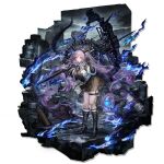  1girl :| arknights bag bedroll black_boots black_gloves black_hairband blue_fire blush boots brown_shirt brown_skirt buttons closed_mouth cloud cloudy_sky cropped_vest crossbow demon_girl demon_horns elbow_gloves electric_kettle fire floating_hair fur-trimmed_shirt fur_trim gloves hairband highres holding holding_crossbow holding_weapon horns kettle knee_boots leaning_forward legs_apart lm7_(op-center) long_hair long_sleeves looking_at_viewer low-tied_long_hair miniskirt official_alternate_costume official_art open_clothes open_vest outdoors pink_eyes pleated_skirt purple_hair shirt simple_background skindentation skirt sky solo thigh_strap thighs typhon_(arknights) typhon_(northern_pathfinder)_(arknights) very_long_hair vest watermark weapon white_background white_vest 