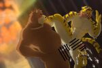  3:2 anal anal_penetration anthro bear bodily_fluids censored cum cum_while_penetrated detailed_background duo felid genital_fluids juuichi_mikazuki male male/male mammal morenatsu musclegut muscular muscular_male pantherine penetration tiger torahiko_ooshima wo 