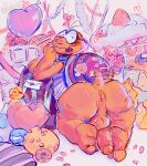 anthro anus balloon bent_over blush bodily_fluids bouquet butt cake_slice candy chocolate cookie dessert doughnut egg eyewear feet feet_on_penis fisherkitu flower flower_bouquet food fruit giant_food goggles head_tuft heart_balloon heart_symbol hi_res holidays inflatable koopa lace lakitu love_letter macaron_(food) male mario_bros nintendo noko_(fisherkitu) on_food paper_mario pastry petals plant plushie presenting presenting_hindquarters rose_(flower) rose_petals scalie shell slightly_chubby solo stickers_on_body stickers_on_clothes stickers_on_face strawberry sweat tail tail_motion tailwag tuft valentine's_day yellow_body yoshi_egg