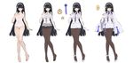  august1st bare_shoulders barefoot black_hair black_legwear breasts cleavage full_body girls_frontline gloves gusset hairband highres kishiyo large_breasts long_hair looking_at_viewer looking_away md5_mismatch multiple_views panties panties_under_pantyhose pantyhose qbz-95_(girls_frontline) see-through simple_background underwear variations white_background white_gloves white_hairband 