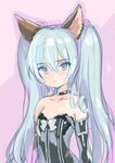  animal_ears bare_shoulders blue_eyes blue_hair dog_ears elbow_gloves elin_(tera) emily_(pure_dream) gloves long_hair sketch solo tera_online twintails upper_body very_long_hair 
