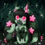  anthro big_eyes breasts canine chibi featureless_breasts female forest kneeling lovelesskiax mammal nude open_mouth outside smile solo tree wide_hips 