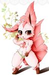  anthro breasts chibi clothed clothing eeveelution featureless_breasts female leafeon looking_at_viewer lovelesskiax mostly_nude nintendo pok&eacute;mon solo topless underwear video_games 