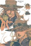  1boy blonde_hair cowboy_hat goggles goggles_on_headwear gold_teeth green_lips grills gyro_zeppeli hat highres horse jojo_no_kimyou_na_bouken male_focus mnnd solo steel_ball_run valkyrie_(jojo) 