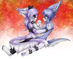  anthro canine clothed clothing duo ear_piercing feline female fox fur girly hair hand_holding lovelesskiax male male/female mammal piercing smile 