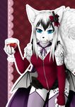  alcohol anthro arm_warmers beverage clothed clothing feline female fur hair looking_at_viewer lovelesskiax mammal solo tattoo tongue tongue_out wine 