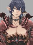  armor aymeric blue_eyes blue_hair elezen elf extra final_fantasy final_fantasy_xiv jewelry looking_at_viewer male_focus nipples nyanpoco3 parted_lips pointy_ears single_earring solo upper_body 