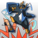 1:1 2018 ambiguous_gender anthro biped black_body black_fur blue_body blue_eyes claws empoleon english_text fur generation_4_pokemon markings motherlatias nintendo pokemon pokemon_(species) skateboard skateboard_trick solo text vehicle white_body yellow_body yellow_claws