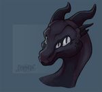  2016 black_horn black_scales blue_background colored dragon female feranta horn light nivera purple_eyes scales scalie shaded signature simple_background snout toony 