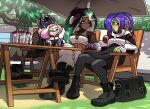  5_toes abs acht_(splatoon) animal_humanoid aquatic black_nails black_toenails blush boots bottomwear cephalopod cephalopod_humanoid clothing colored_nails crown feet female fishnet_clothing fishnet_legwear footwear furniture group hand_holding headgear hi_res humanoid humanoid_feet humanoid_pointy_ears inkling legwear marina_(splatoon) marine_humanoid midriff mollusk mollusk_humanoid mostlyfunstuff nails nintendo nonbinary_(lore) octarian octoling octopus_humanoid pearl_(splatoon) plantigrade pointy_ears polyamory pseudo_hair shoes sitting skirt splatoon squid_humanoid table tentacle_hair tentacles toeless_legwear toenails toes trio 