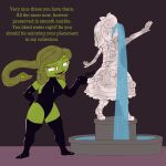 1:1 2022 5_fingers absurd_res accessory after_transformation anthro blank_stare bow_ribbon cardboardcutoutcbc clothing cobra_(cardboardcutout) dress duo english_description english_text european_mythology eyebrows fangs fingers forked_tongue fountain gloves gorgon greek_mythology green_body green_eyes green_sclera green_skin green_text grey_background hair_accessory hair_bow hair_ribbon handwear hi_res human humanoid inanimate_transformation latex latex_clothing latex_gloves latex_handwear latex_onesie living_hair magical_girl_outfit mammal mythology open_mouth petrification pseudo_hair raised_eyebrow reptile ribbons scalie sculpture simple_background sleepless_domain snake snake_hair standing statue teeth text tongue tongue_out transformation undine_wells water