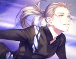  bad_id bad_twitter_id blue_eyes blurry breath character_name chromatic_aberration copyright_name depth_of_field hr_jam long_hair looking_afar male_focus ponytail silver_hair smile solo twitter_username upper_body viktor_nikiforov watermark younger yuri!!!_on_ice 