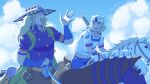  argyle_clothes argyle_sweater gyro_zeppeli heart_ornament highres horse_print horseshoe horseshoe_hat_ornament horseshoe_ornament johnny_joestar jojo_no_kimyou_na_bouken misstercoffee slow_dancer_(jojo) star_(symbol) star_print steel_ball_run sweater valkyrie_(jojo) 