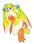  anthro avian breasts feathered_wings feathers featureless_breasts female looking_at_viewer lovelesskiax nude smile solo wings 