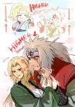  1boy 1girl before_and_after blonde_hair blush height_difference highres holding_hands japanese_clothes jiraiya_(naruto) kimono looking_at_another mature_female mature_male mine00451 naruto_(series) open_clothes open_kimono spiked_hair tall_male tsunade_(naruto) white_hair 