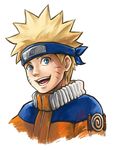  artist_name blonde_hair blue_eyes facial_mark forehead_protector highres jacket konohagakure_symbol looking_at_viewer male_focus naruto naruto_(series) open_mouth shiori_lee_jeng signature smile solo spiked_hair upper_body uzumaki_naruto whisker_markings 