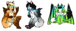  anthro canine chibi dragon feline female group horn looking_at_viewer lovelesskiax male mammal nude smile tongue tongue_out 