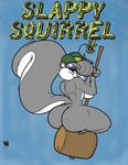  animaniacs anthro big_butt breasts butt eyeshadow female fluffy fluffy_tail fur grey_fur grey_hair hair hat joelasko makeup mammal mature_female nude rodent side_boob slappy_squirrel squirrel 