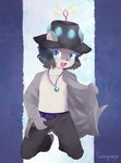  2015 clothing hat kemono male mammal mustelid otter show_by_rock!! simple_background suggestive sunnynoga uchuura_(show_by_rock!!) underwear 