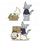 1:1 2026 2d_animation :3 accessory ambiguous_anthro ambiguous_feral ambiguous_gender animated anthro biped black_clothing black_jacket black_topwear bottomless bottomless_ambiguous bottomless_anthro box brown_pawpads cardboard cardboard_box cheek_tuft chest_tuft clothed clothing colored container digital_media_(artwork) domestic_cat duo facial_tuft featureless_crotch felid feline felis feral feralized flat_colors fluffy fluffy_tail frame_by_frame fur furgonomics grey_body grey_ears grey_fur grey_tail head_tuft in_box in_container jacket jewelry kemono kerchief kerchief_only looking_at_another loop mammal monotone_body monotone_fur monotone_tail mostly_nude naa-kun_(tontaro) neckerchief neckerchief_only neckwear open_mouth pawpads quadruped question_mark ring seamless_loop standing stuck tail tail_accessory tail_jewelry tail_ring tan_body tan_ears tan_fur tan_tail tontaro topwear tuft upside_down watermark