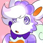  bangs blush blush_lines blush_stickers bow_tie canid canine character_transformation emanata five_nights_at_freddy's five_nights_at_freddy's_world fox fur generation_1_pokemon hair_color_change headshot_portrait hypnosis icon lolbit_(fnaf) lolbit_(frickbear's) mammal mid_transformation mind_control motion_lines multi_tail multicolored_body multicolored_fur nintendo nonbinary_(lore) open_mouth orange_tongue pink_background pokemon pokemon_(species) portrait purple_bow_tie rindeadsong ringed_eyes scottgames simple_background solo surprised swept_bangs tail tf_into_fictional_character tongue trans_(lore) transformation vulpix willow_(willowpoke) 