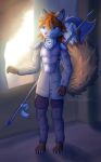 absurd_res anthro armor autumn blue_eyes bottomwear brown_body brown_fur canid canine cheek_tuft clothing day detailed_background digital_media_(artwork) digital_painting_(artwork) dipstick_tail facial_tuft femboy fluffy fluffy_tail fox fur guard hair handpaw hi_res male mammal markings messy_hair neck_tuft orange_body orange_fur painting_(artwork) pants paws pink_nose plant red_fox red_hair satri_merrywether_(bluerosabrier) shirt stellaamoris tail tail_markings topwear tree true_fox tuft tunic