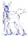  5_fingers breasts centaur equine equine_taur female fur hair hooves kitty_silence looking_at_viewer mammal simple_background solo taur traditional_media_(artwork) white_background 