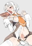  belt blush bob_cut branch_(blackrabbits) breasts breasts_outside brown_eyes censored character_request cum facial fellatio fingering hetero licking long_sleeves lying navel neckerchief nipples on_back oral penis pussy short_hair sketch small_breasts solo_focus spread_legs sweat tears thighhighs tongue tongue_out tree_of_savior white_hair white_legwear x-ray 